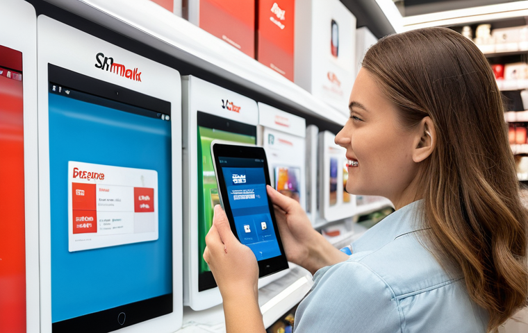 옴니채널과 고객 충성도 간의 관계 - **Image Prompt: Consistent Retail Experience** A bright, modern electronics store (reminiscent o...