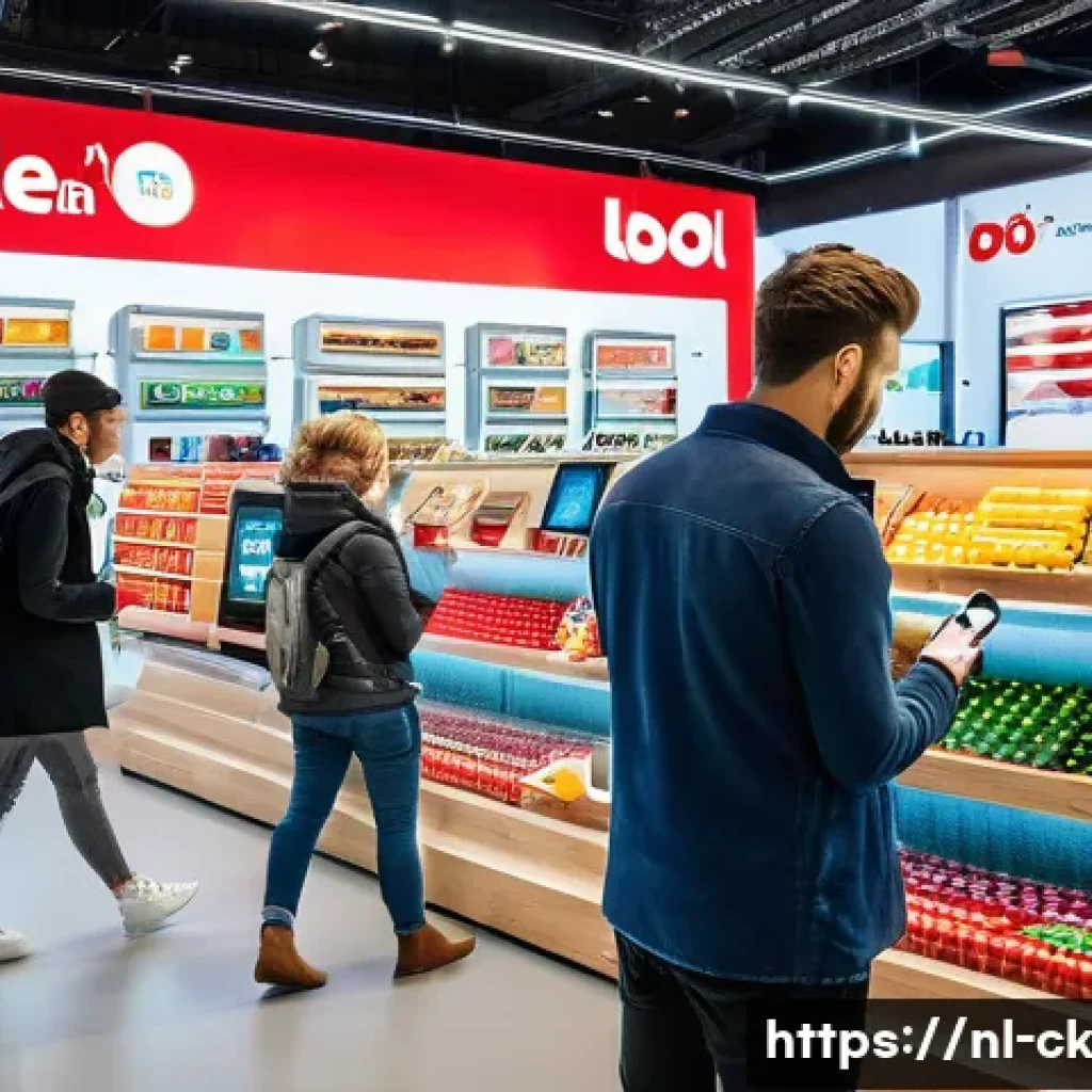 옴니채널 고객 경험 디자인의 최신 트렌드 - A modern Dutch retail store scene showcasing seamless omnichannel integration: a diverse group of cu...