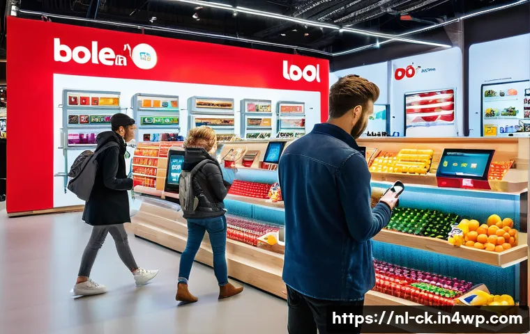 옴니채널 고객 경험 디자인의 최신 트렌드 - A modern Dutch retail store scene showcasing seamless omnichannel integration: a diverse group of cu...